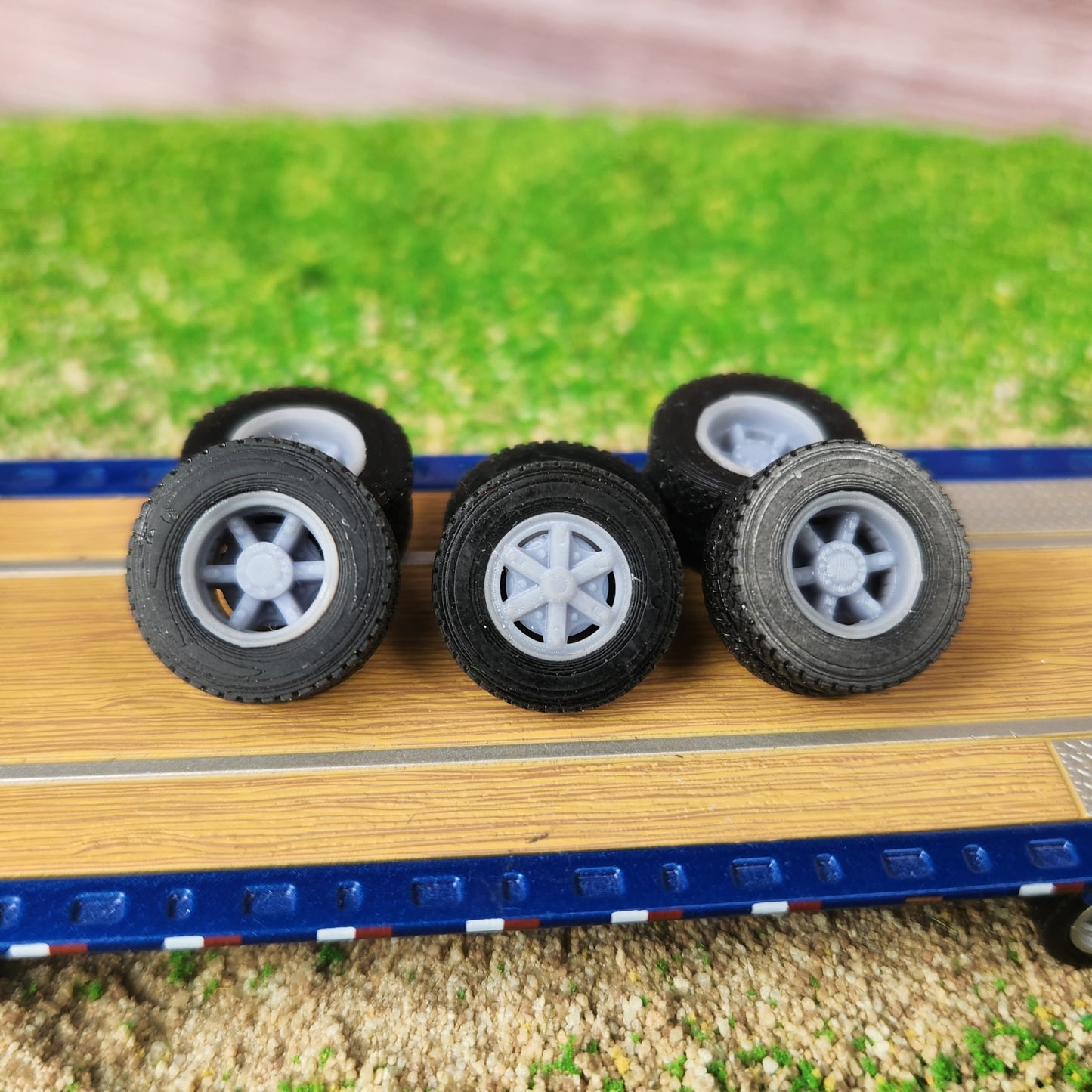 1:64 3D Printed Semi Truck 6 Spoke Dayton Style Wheels and Tires Full Set 2 Sizes