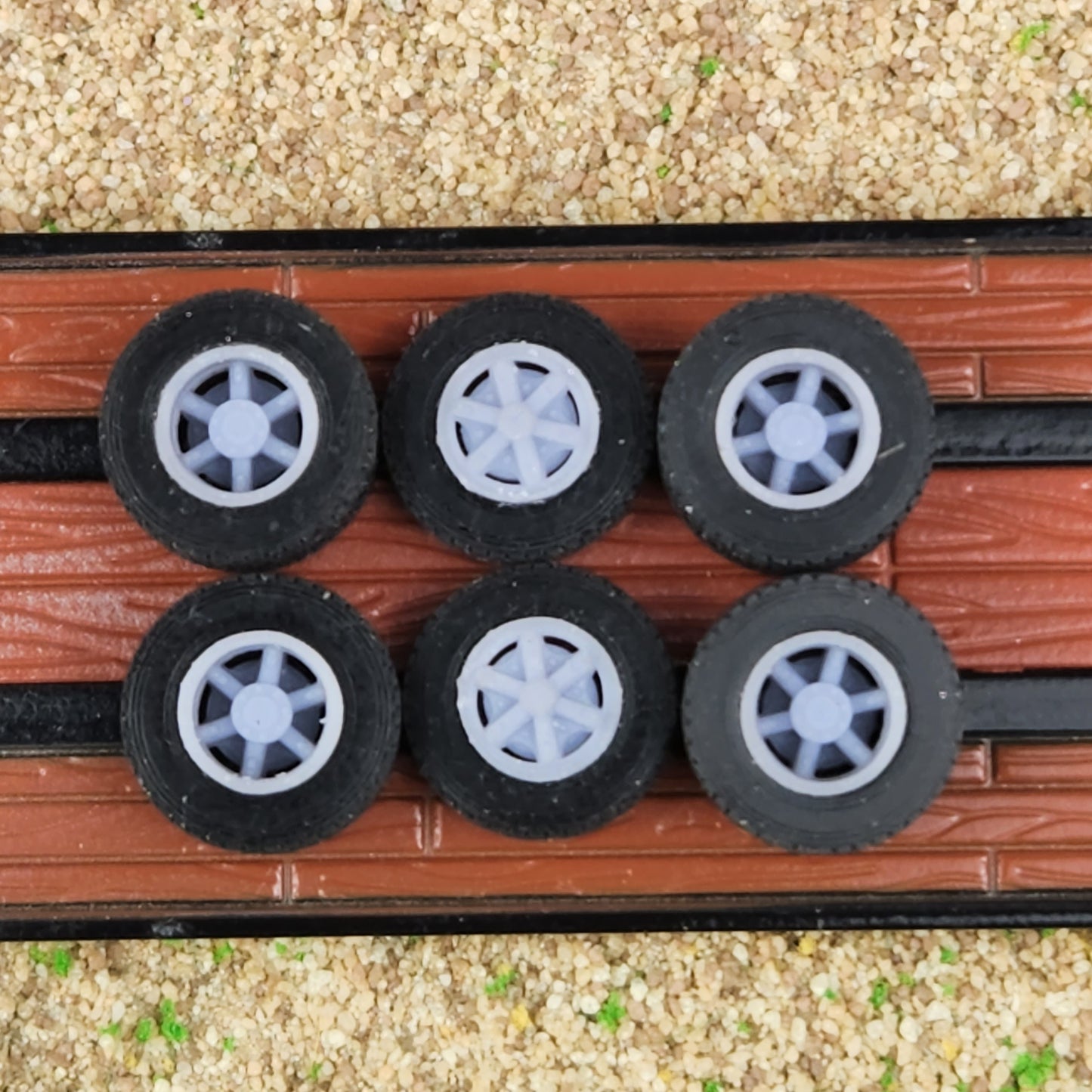 1:87 HO 3D Printed Semi Truck 6 Spoke Dayton Style Wheels and Tires Full Set