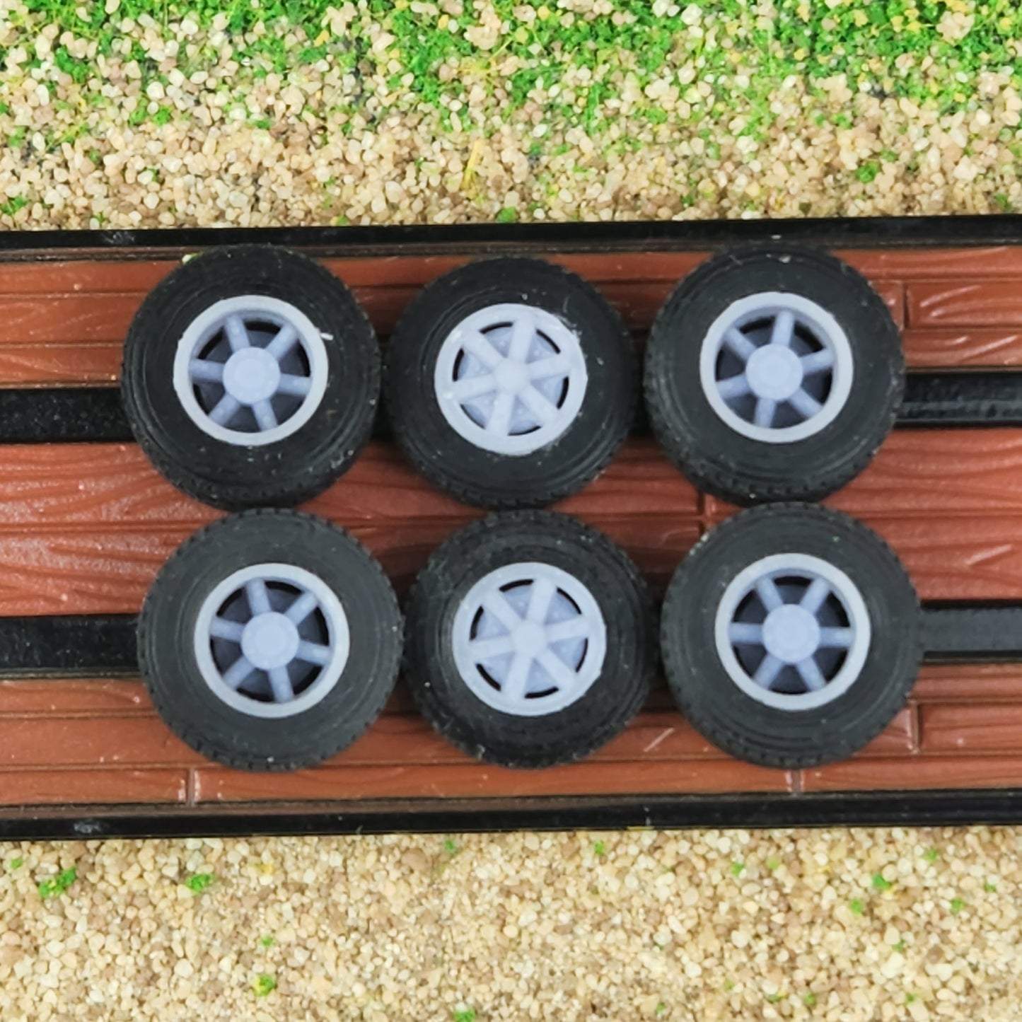1:87 HO 3D Printed Semi Truck 6 Spoke Dayton Style Wheels and Tires Full Set