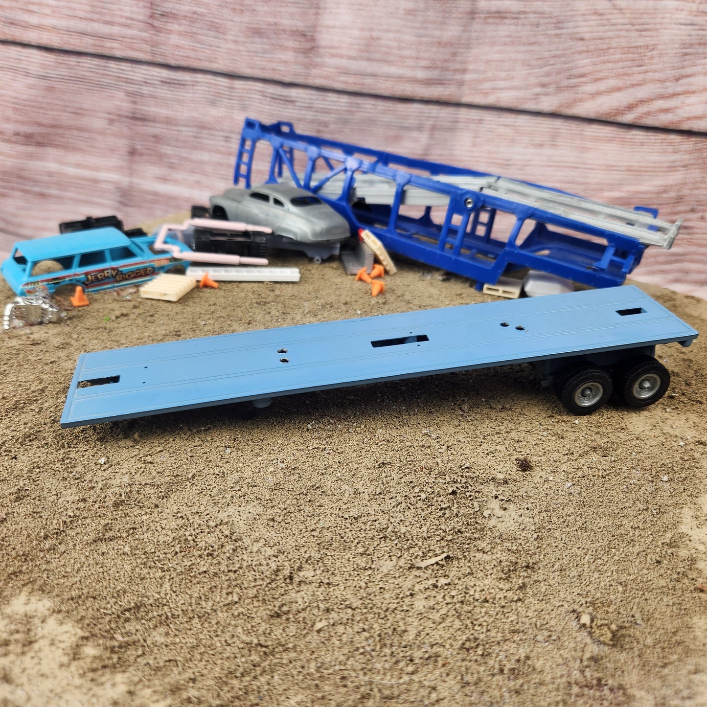 1:64 Winross Flatbed Trailer Light Blue Good for Custom Trailer Builds