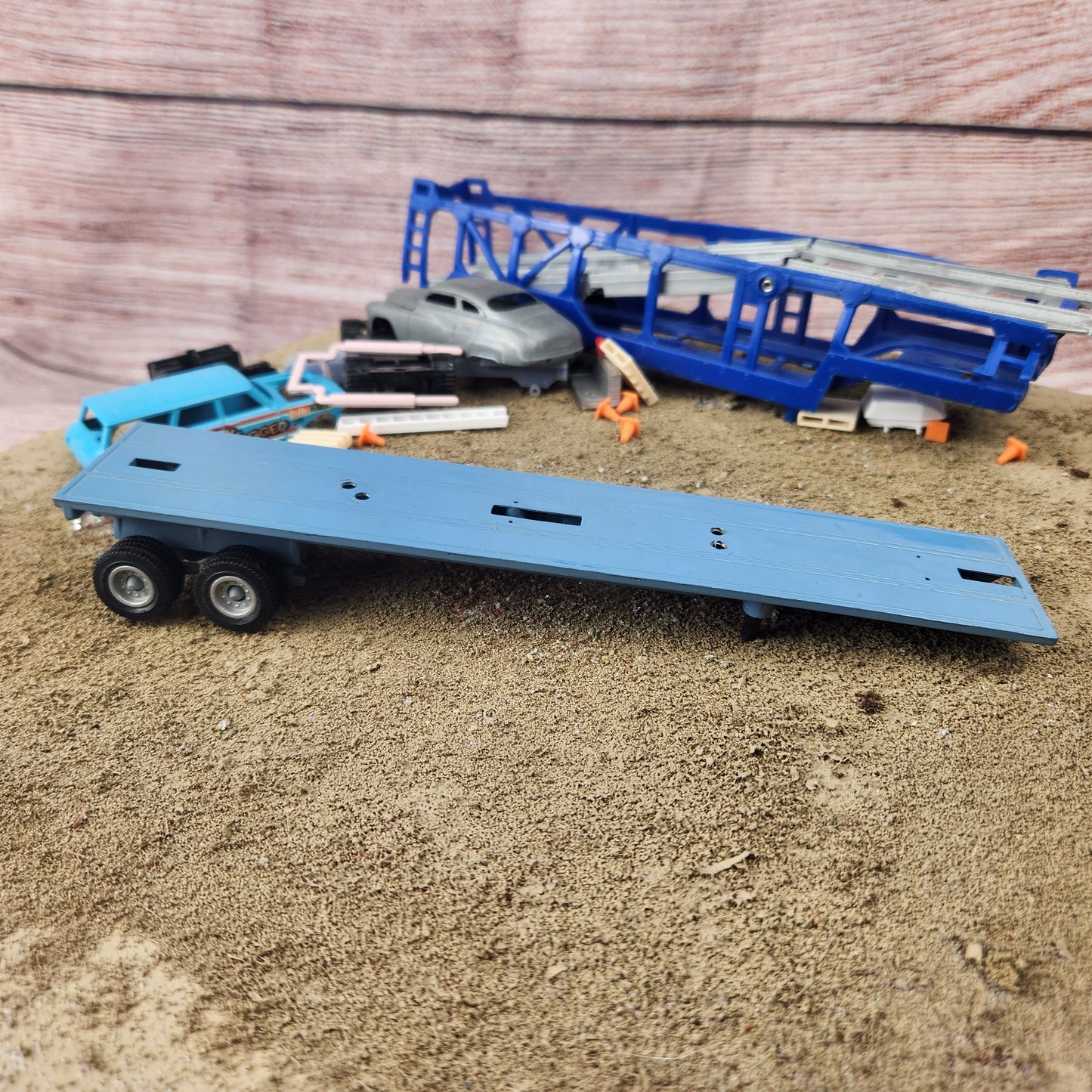 1:64 Winross Flatbed Trailer Light Blue Good for Custom Trailer Builds
