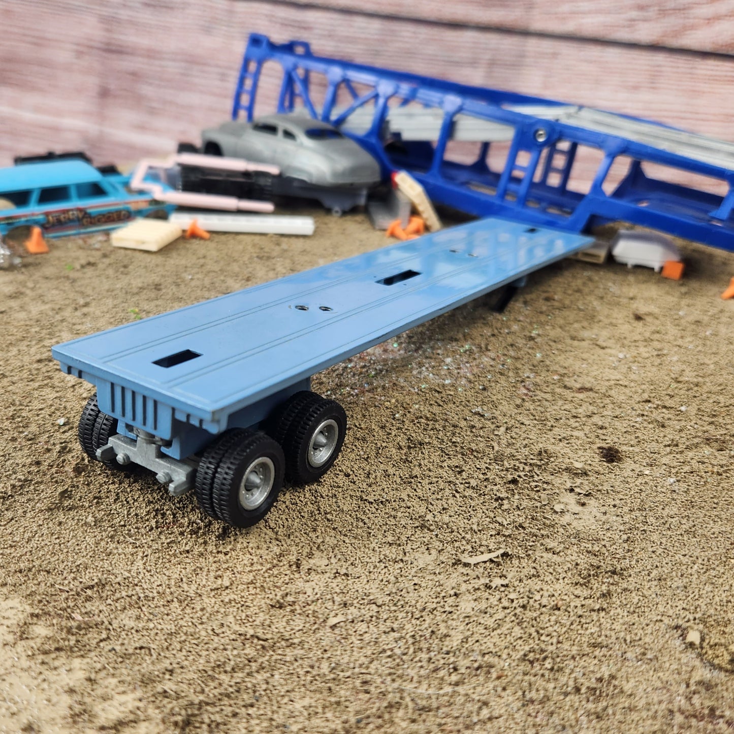 1:64 Winross Flatbed Trailer Light Blue Good for Custom Trailer Builds