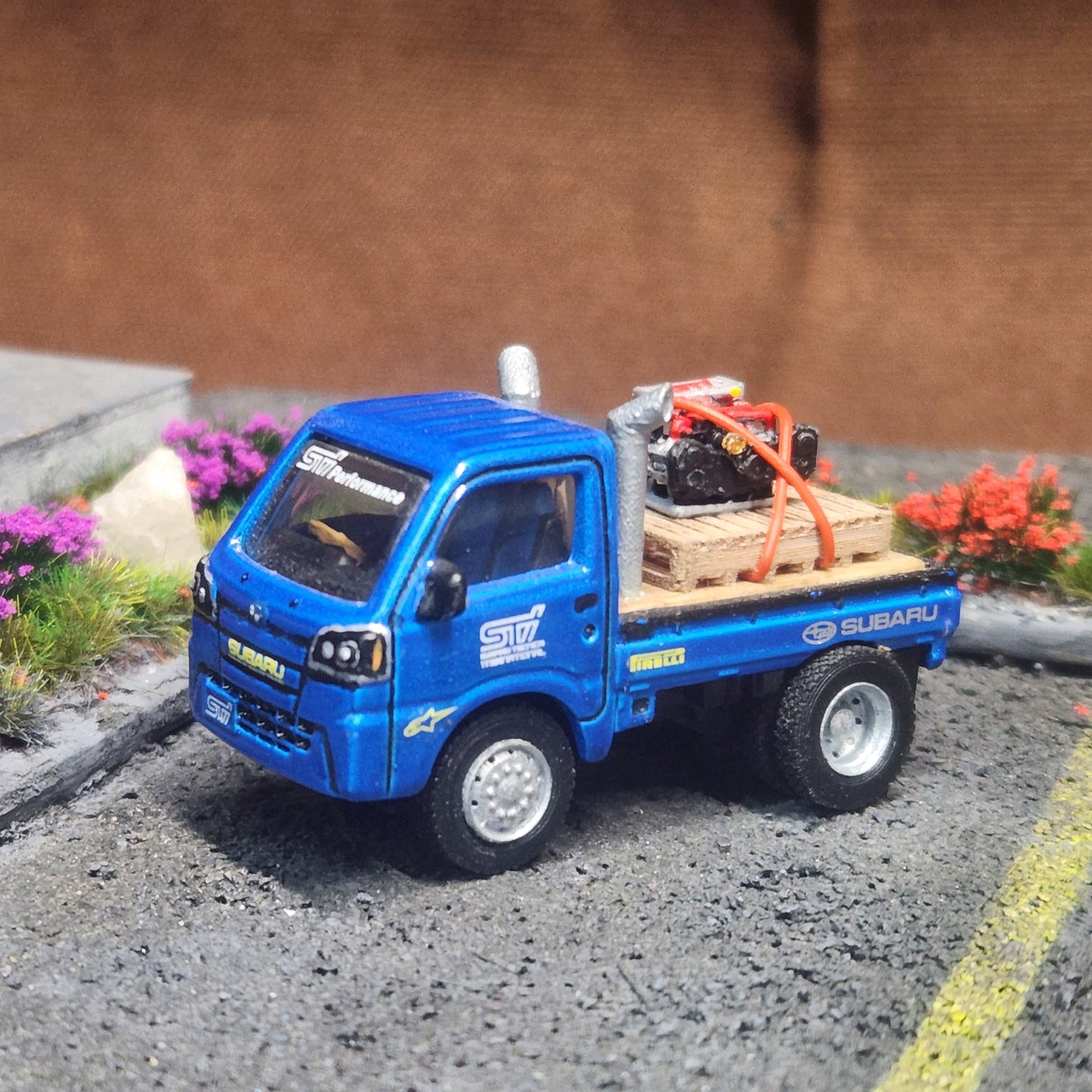 Full Custom Matchbox Subaru Sambar Dually Flatbed STI Rally Service Truck
