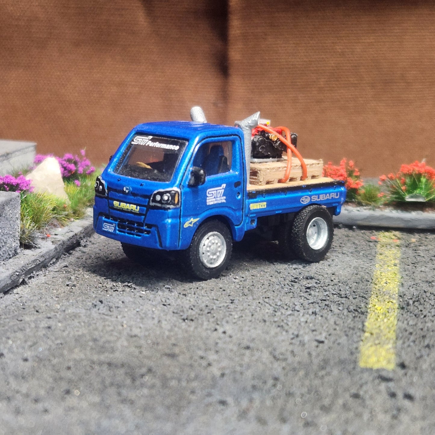 Full Custom Matchbox Subaru Sambar Dually Flatbed STI Rally Service Truck