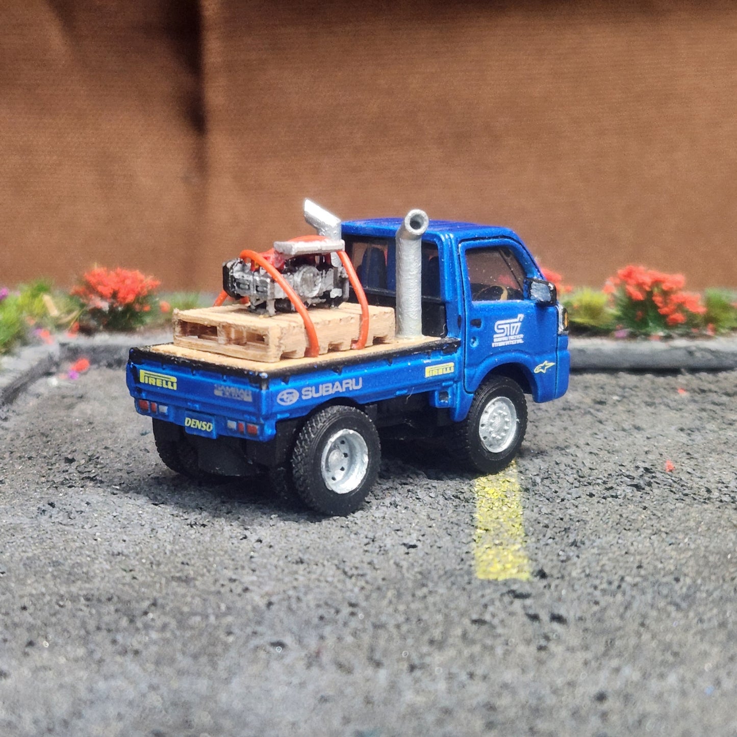 Full Custom Matchbox Subaru Sambar Dually Flatbed STI Rally Service Truck