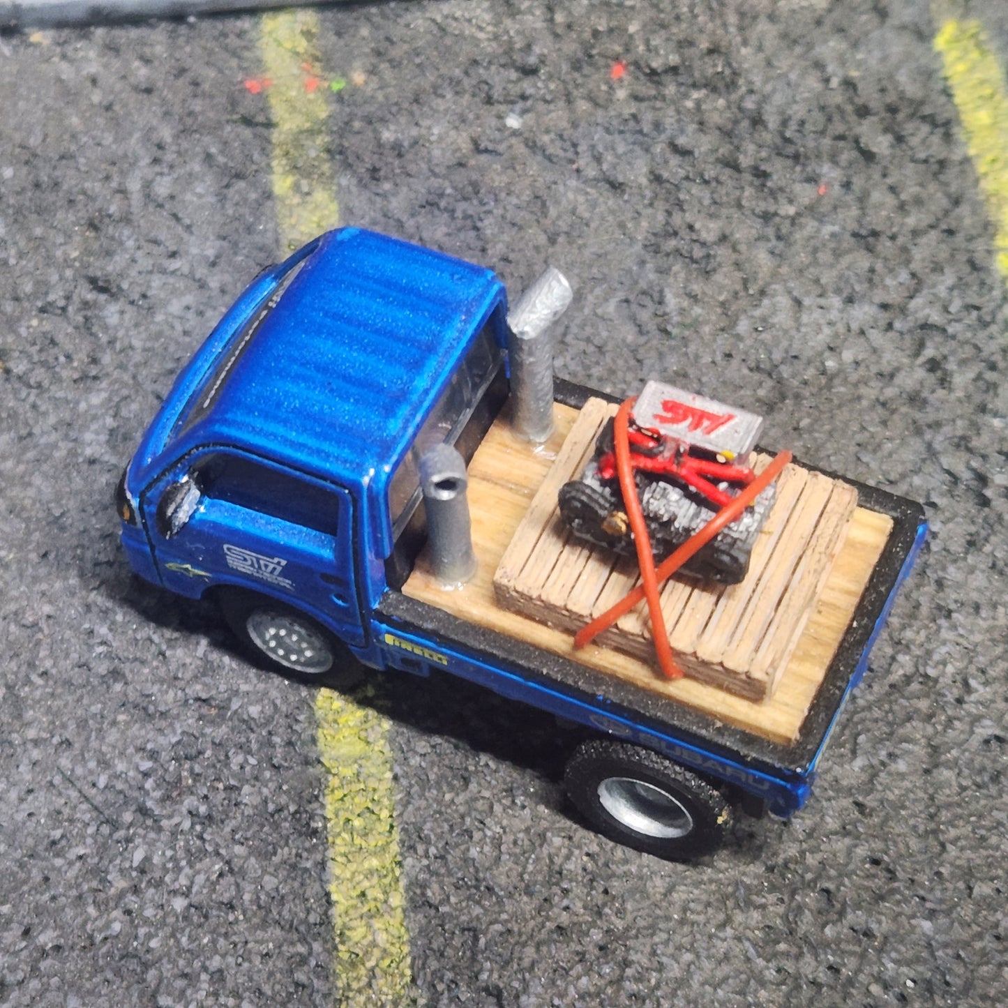 Full Custom Matchbox Subaru Sambar Dually Flatbed STI Rally Service Truck