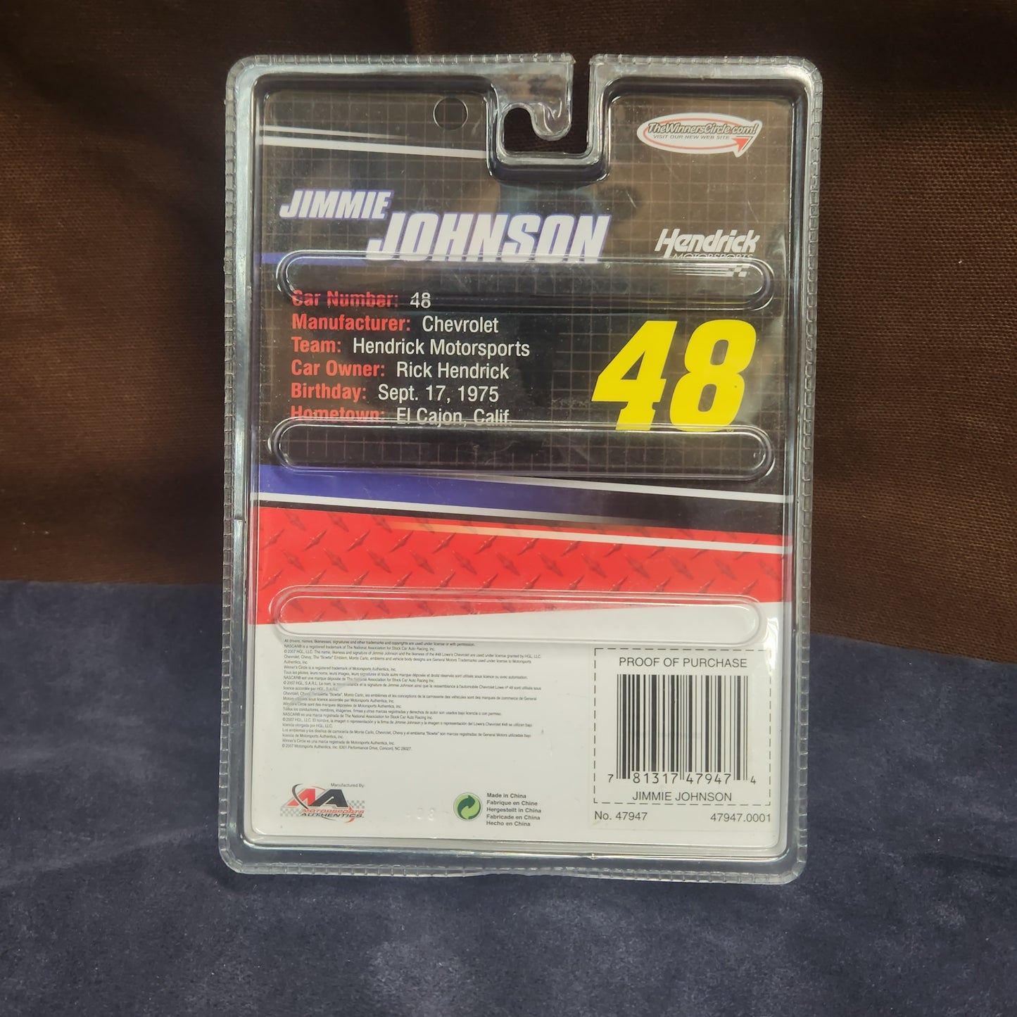 Winners Circle 1:64 Nascar Stock Car Jimmy Johnson #48 2007 Car with Coin NIP