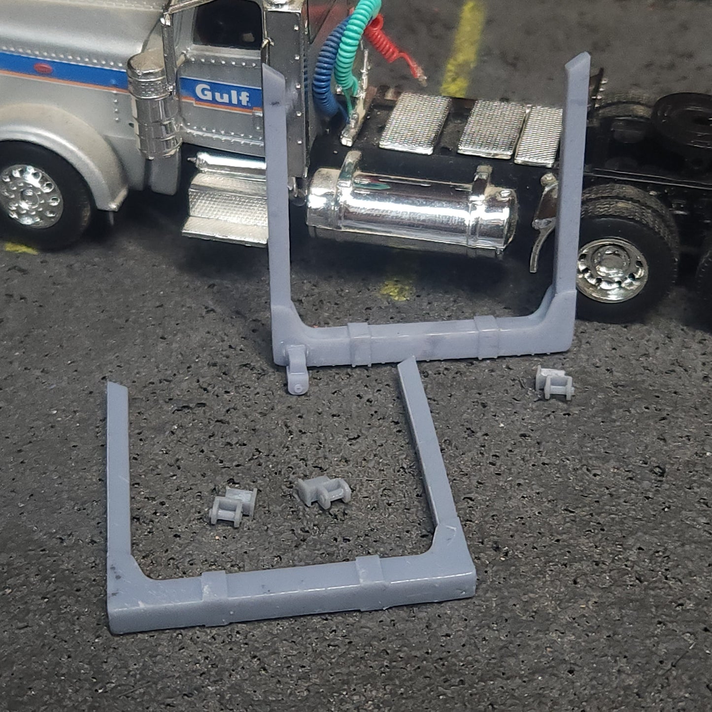 1:64 3D Printed 8 Foot Log Bunks w Tie Down Winches Pair of 2 Logging Truck