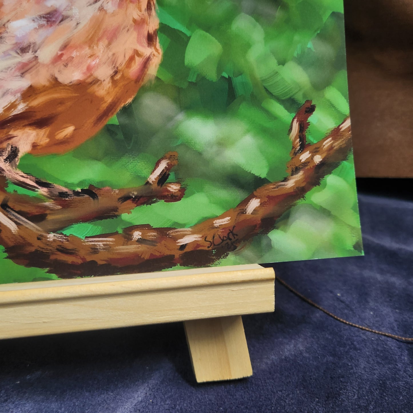 Female Northern Cardinal Oil Painting Abstract Impressionist Style Giclee Fine Art Print 6"x9"