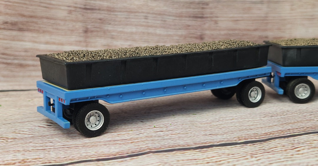 Custom IXO 1:64 Peterbilt 281 Single Axle Potato Hauler Double Flat Bed Trailers