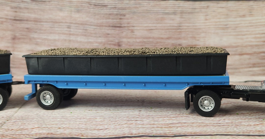 Custom IXO 1:64 Peterbilt 281 Single Axle Potato Hauler Double Flat Bed Trailers