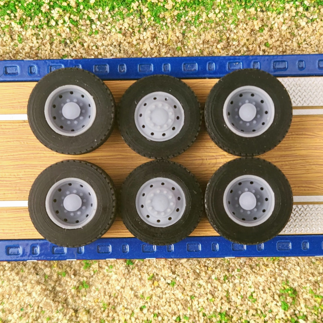 1:64 Scale 3D Printed Semi Truck 10 Hole Style Wheels and Tires Full Set 2 Sizes
