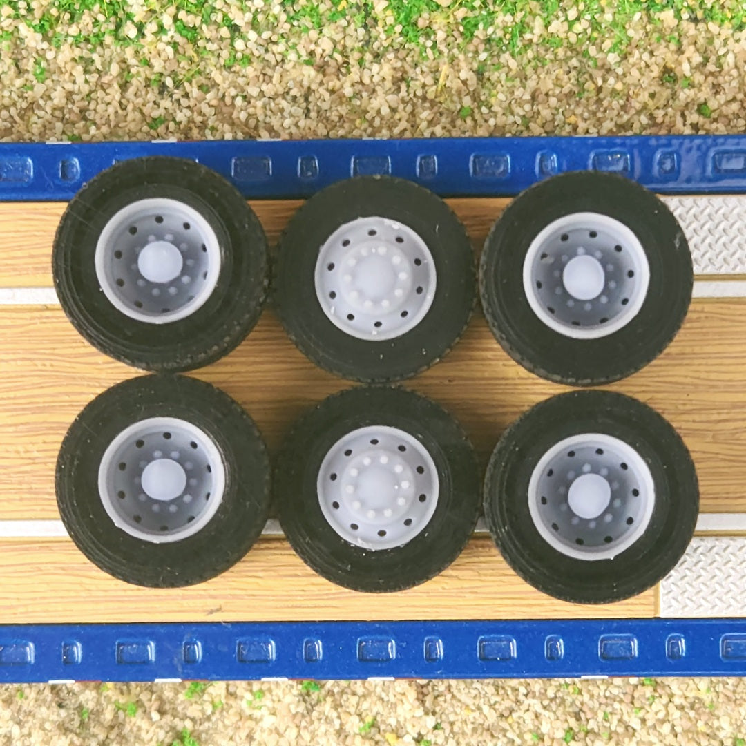 1:64 Scale 3D Printed Semi Truck 10 Hole Style Wheels and Tires Full Set 2 Sizes