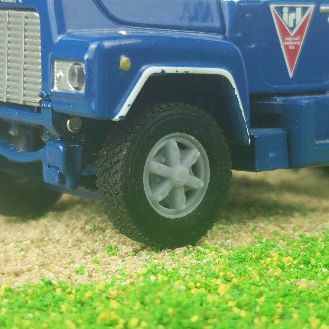 1:64 3D Printed Semi 6 Spoke Dayton Style Front Float Super Single Wheels Tires