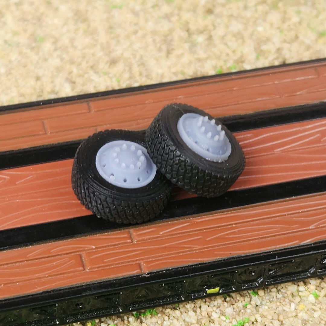 1:87 3D Printed Semi Truck 10 Hole Style Front Float Super Single Wheels Tires