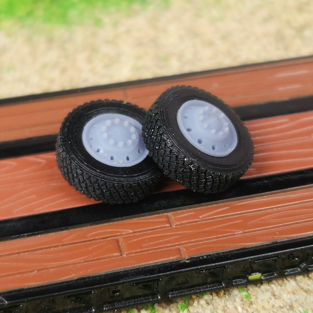 1:87 3D Printed Semi Truck 10 Hole Style Front Float Super Single Wheels Tires