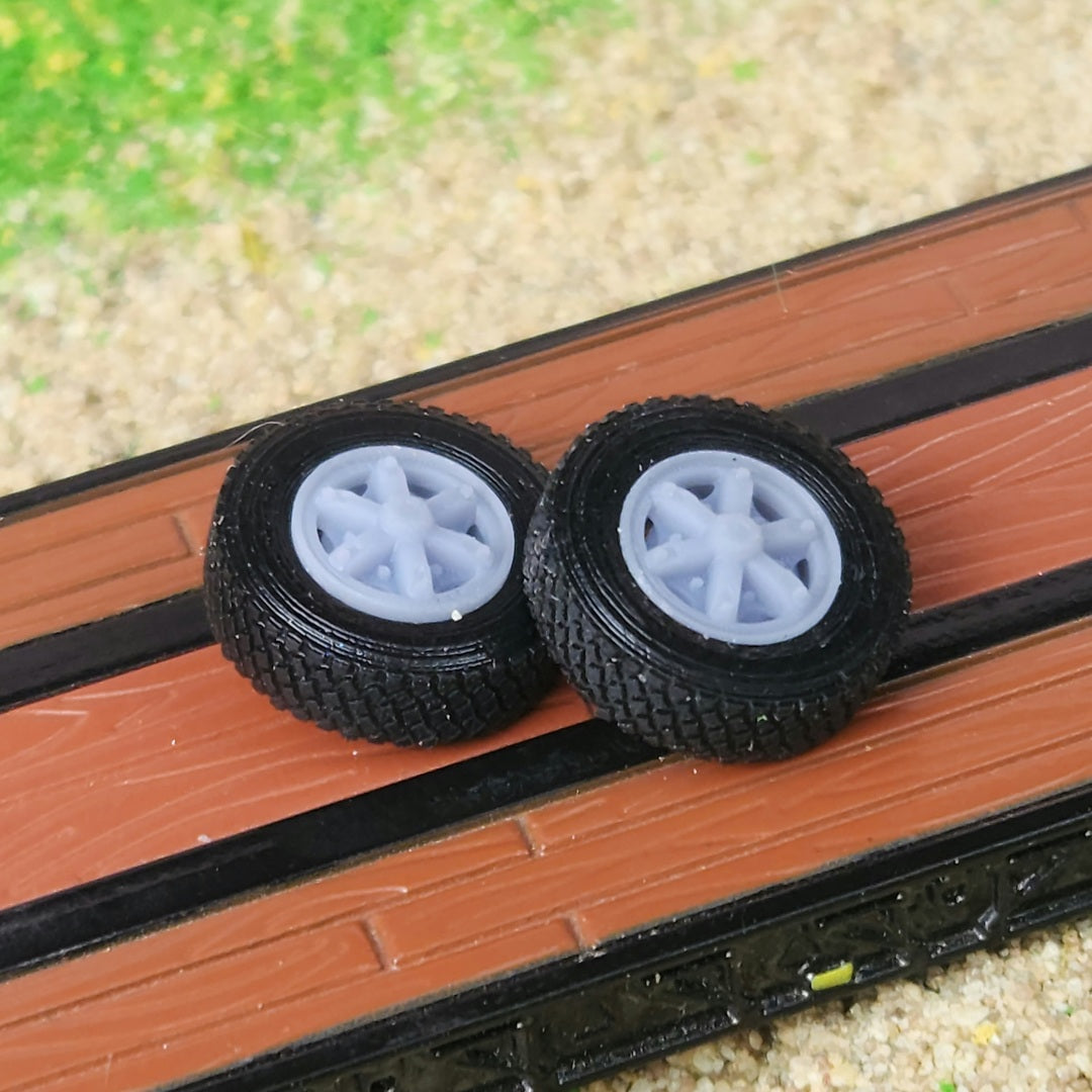 1:87 3D Printed Semi 6 Spoke Dayton Style Front Float Super Single Wheels Tires