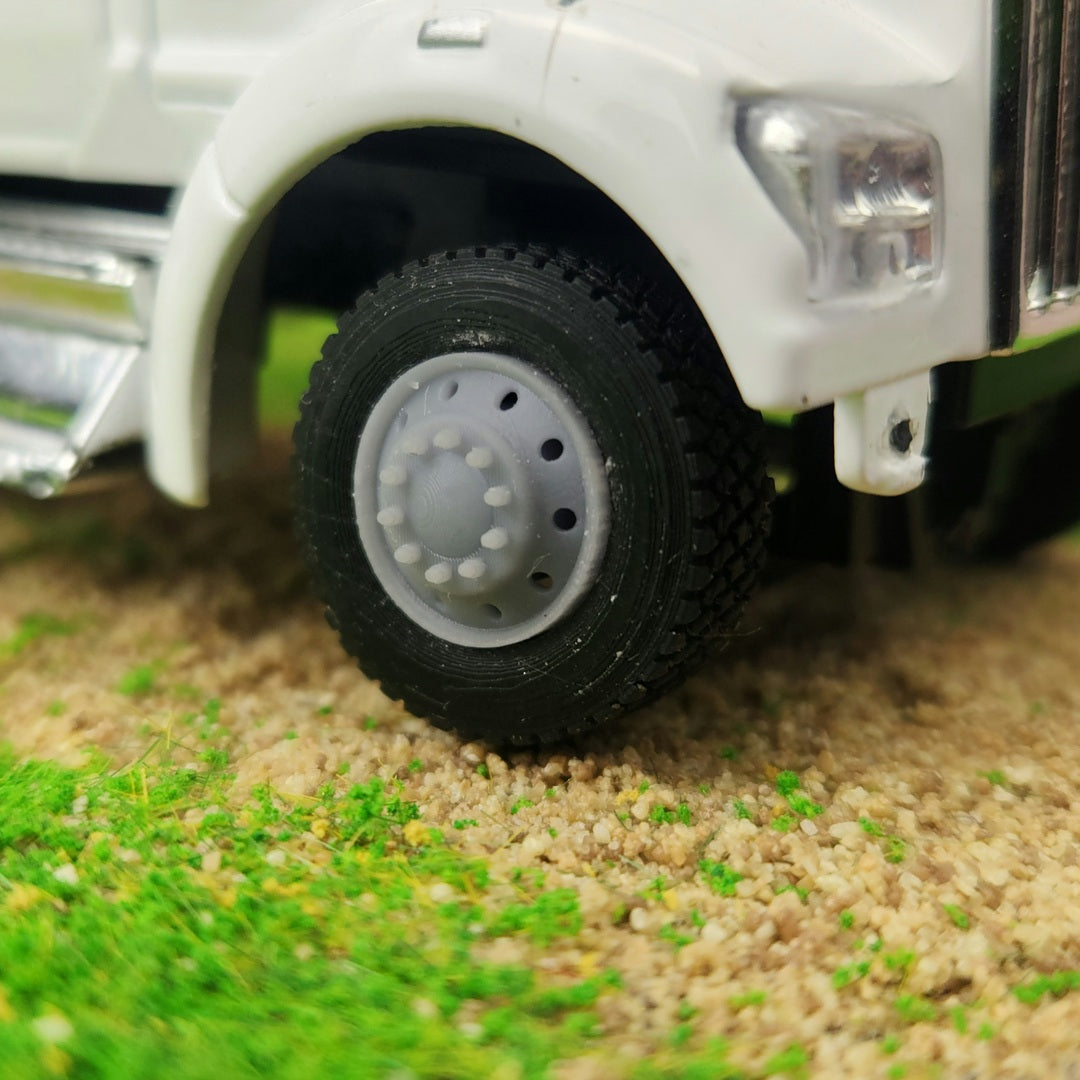 1:50 3D Printed Semi 10 Hole Style Front Float Super Single Wheels Tires