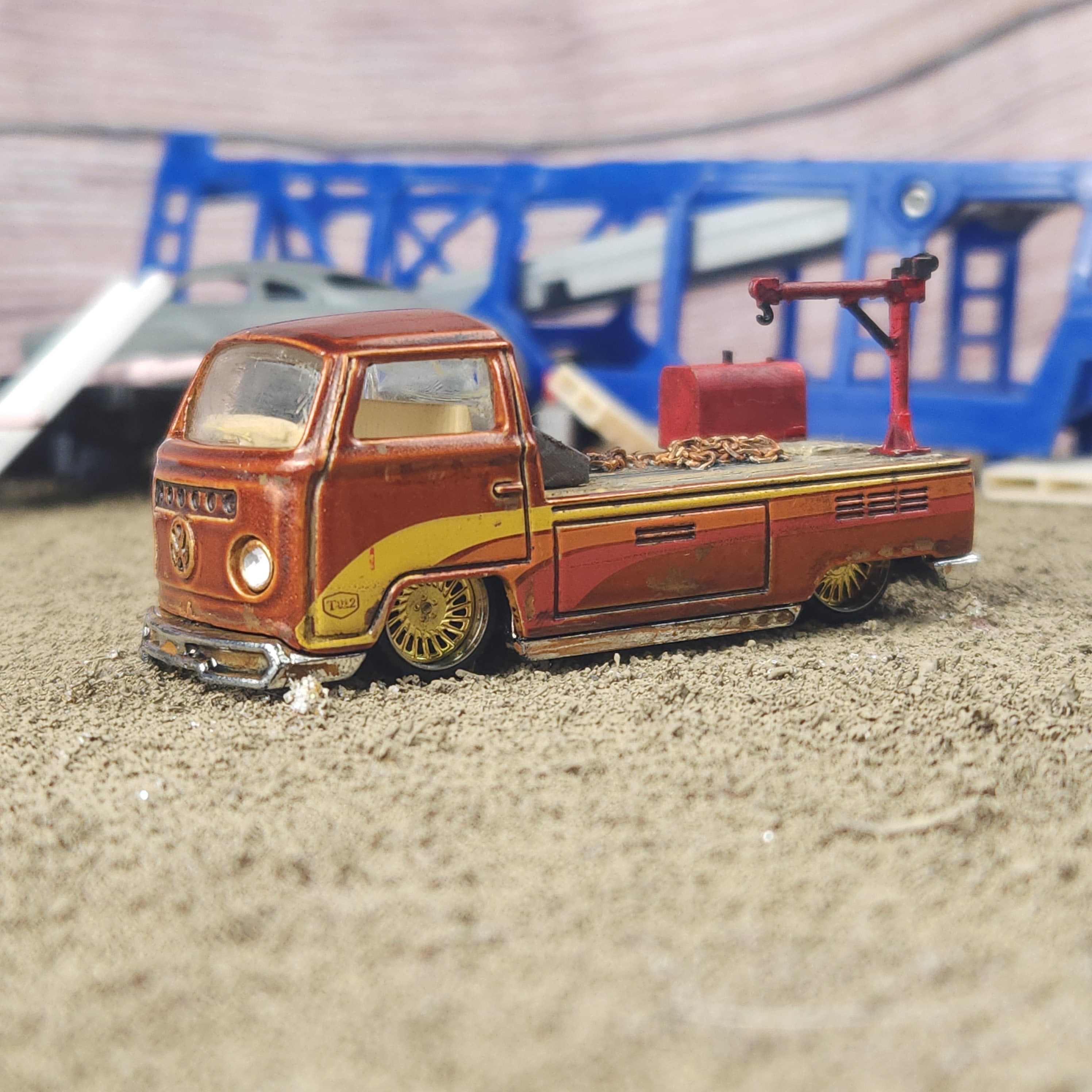 Custom Hot Wheels Volkswagen T2 Pickup Work Truck 802Customz