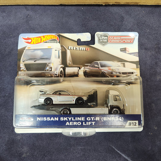 Hot Wheels 2019 Team Transport Nissan Skyline GT-R BNR34 R34 Aero Lift Hauler Set