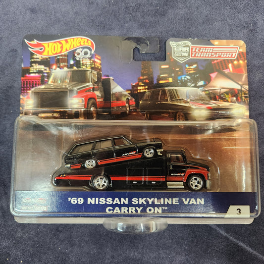 Hot Wheels 2019 Team Transport '69 Nissan Skyline Van Carry On Hauler Set Advan