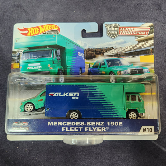 Hot Wheels 2019 Team Transport Mercedes Benz 190E Fleet Flyer Hauler Set