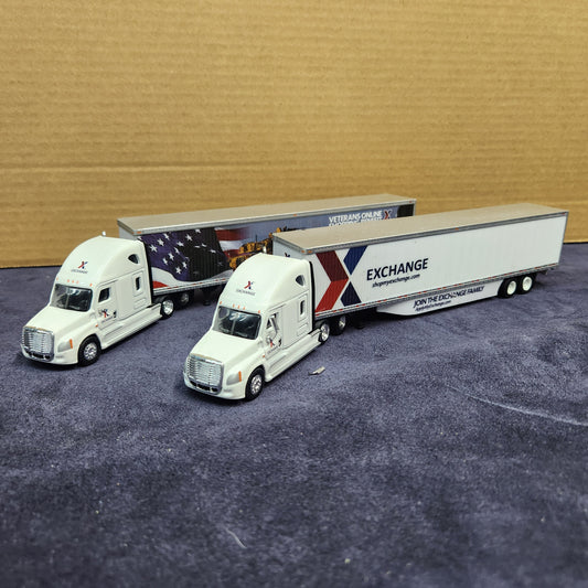 Pair of 2 Tonkin Replicas 1:87 Scale Freightliner Cabs Exchange Trailers